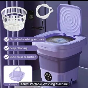 Compact Foldable Washing Machine in Purple